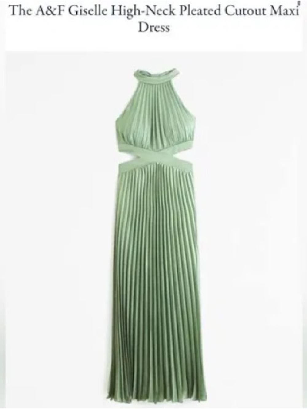 Abercrombie & Fitch Pleated Halter Midi Dress in Sage Green